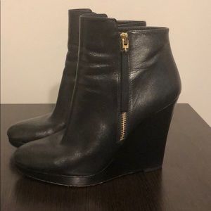 Beautiful Michael Kors Black Leather Wedge Booties